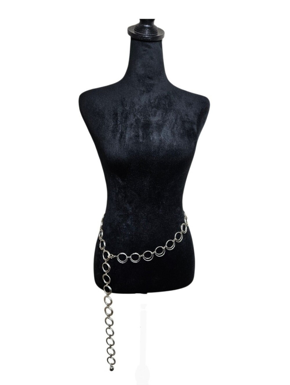 Vintage Y2K O-Ring Silver Chain Link Waist Belt One Size
